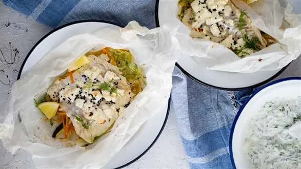 Ryba z warzywami w papilocie