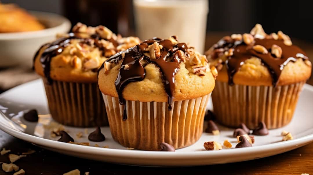Muffiny bananowo-orzechowe z masłem orzechowym
