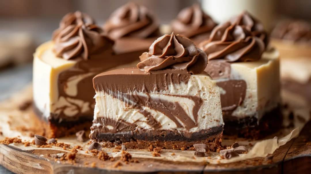 Sernik z czekoladą w środku, na kruchym spodzie z herbatników